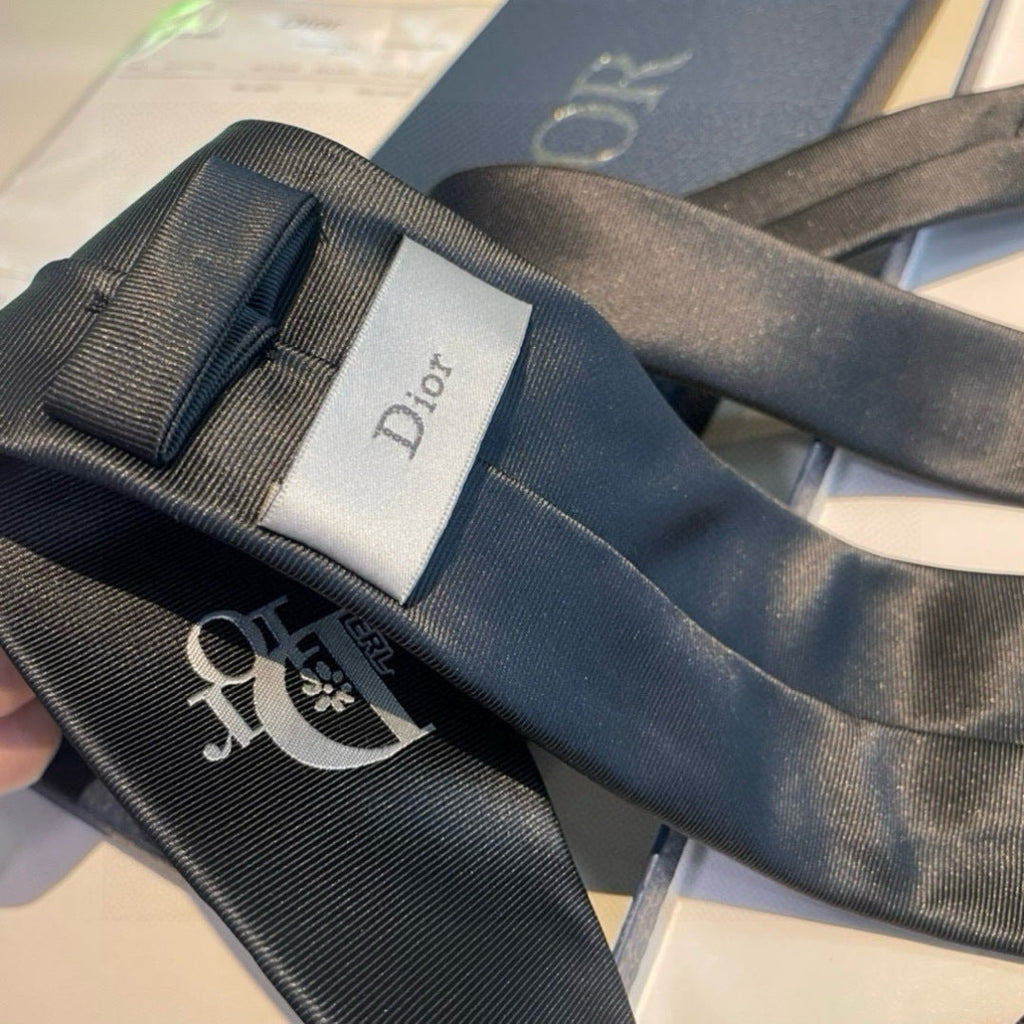Dior Style Men's Oblique Logo Silk Tie