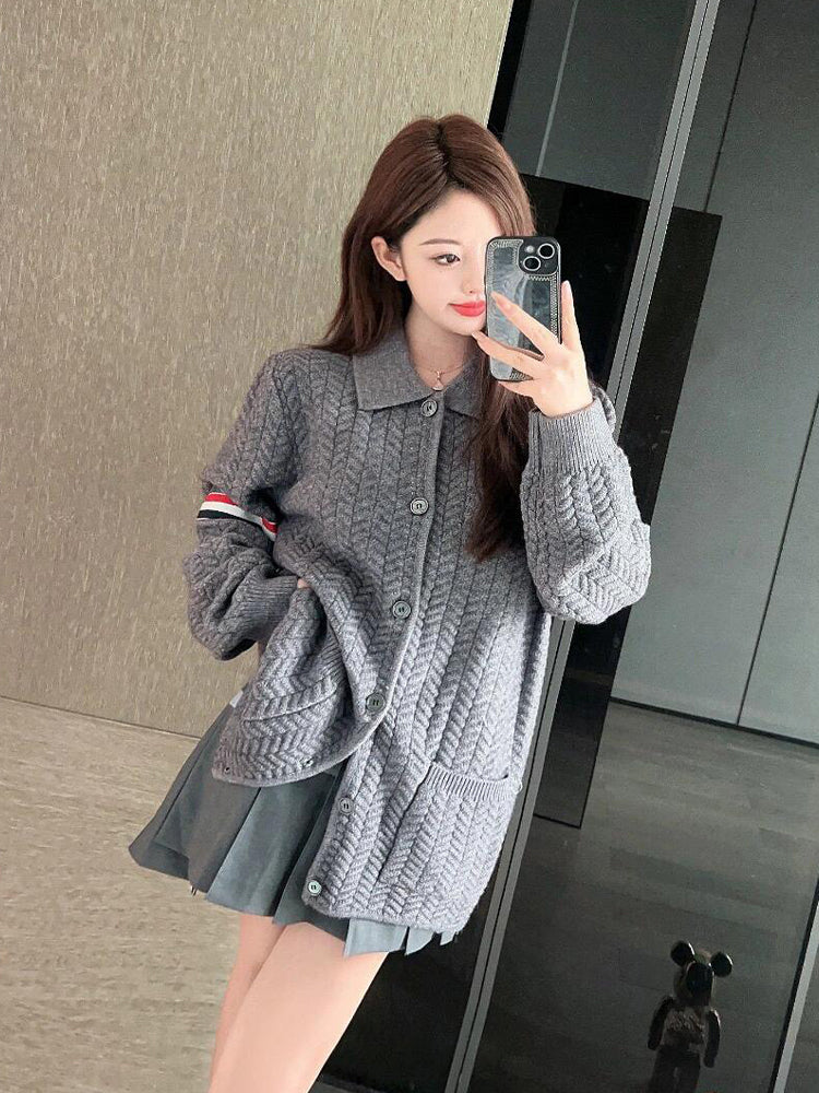 Unisex Herringbone Cardigan Jacket | Thom Browne