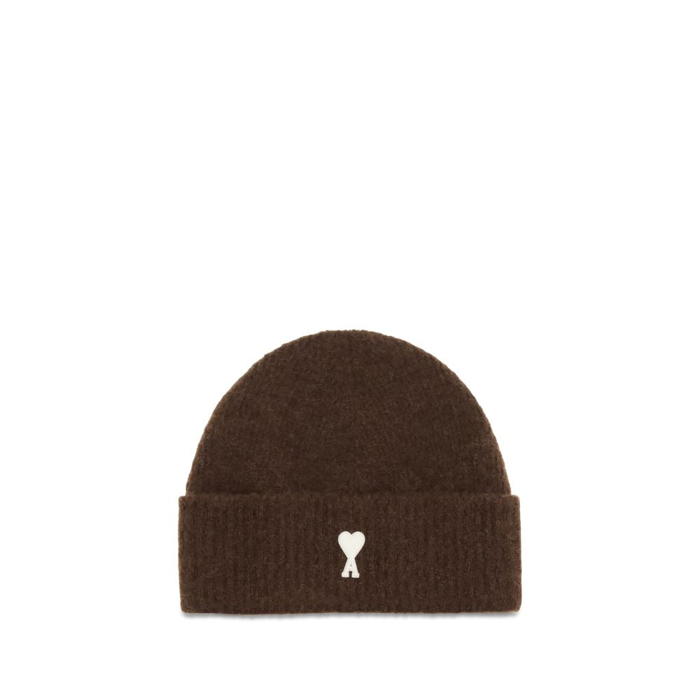 AMI Paris Brown Wool Beanie