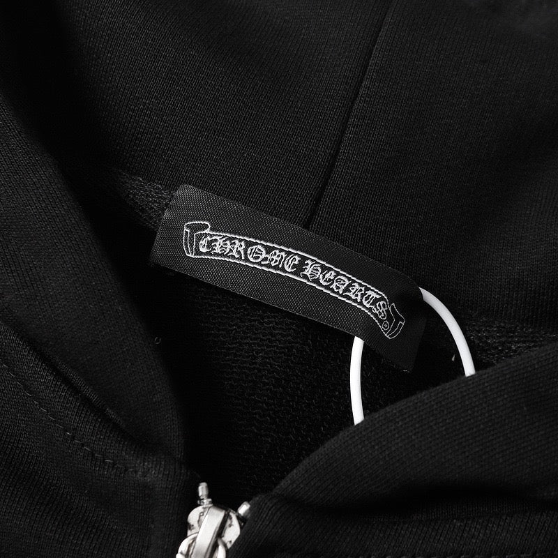 Chrome Hearts Triple Cross Script Sleeve Zip Up Hoodie 7019