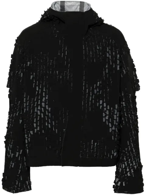 HELIOT EMIL Morphogens lasercut-pattern hooded jacket