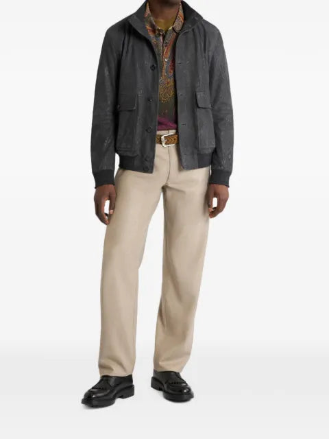 ETRO Arnica paisley-print suede bomber jacket