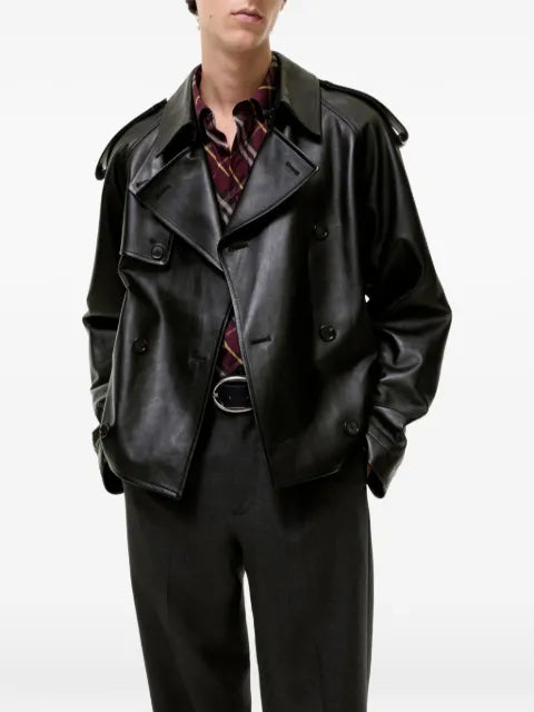 Burberry cropped leather Leadenham trench coat