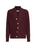 Brunello Cucinelli cashmere feather-yarn cable-knit cardigan with metal buttons