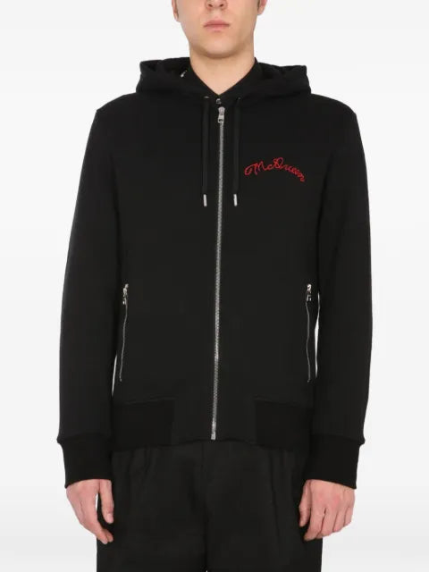 Alexander McQueen logo-embroidered zip-up hoodie