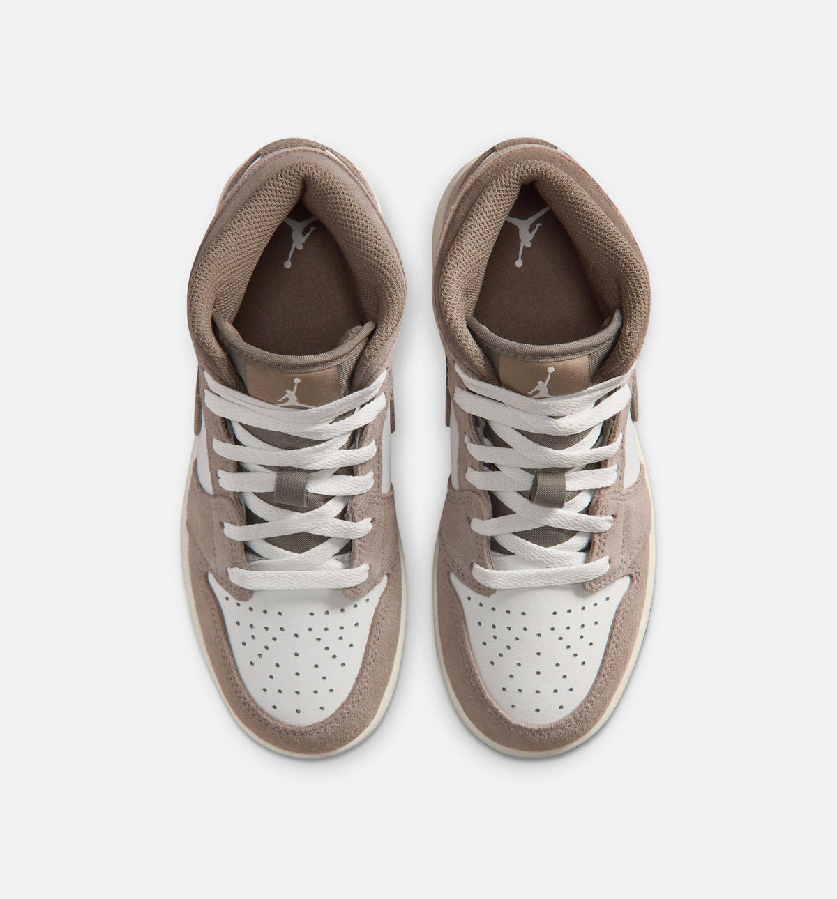 Air Jordan 1 Mid Grade School Sneakers - Enigma Stone/Olive Grey/Summit White
