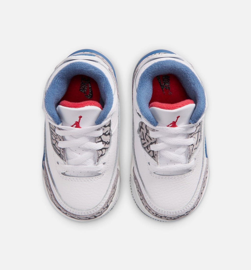 Air Jordan 3 Retro OG True Blue – Infant/Toddler Lifestyle Shoe in White/Fire Red/True Blue