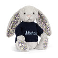 Blossom Silver Bunny 'Bloom' with Personalized Navy Jumper