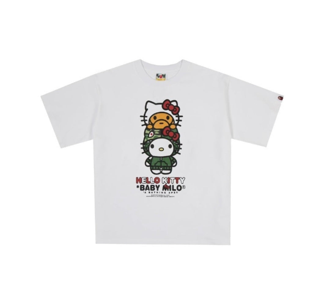 BAPE Baby Milo X Hello Kitty Graphic Tee Loose Unisex Couple T-Shirt