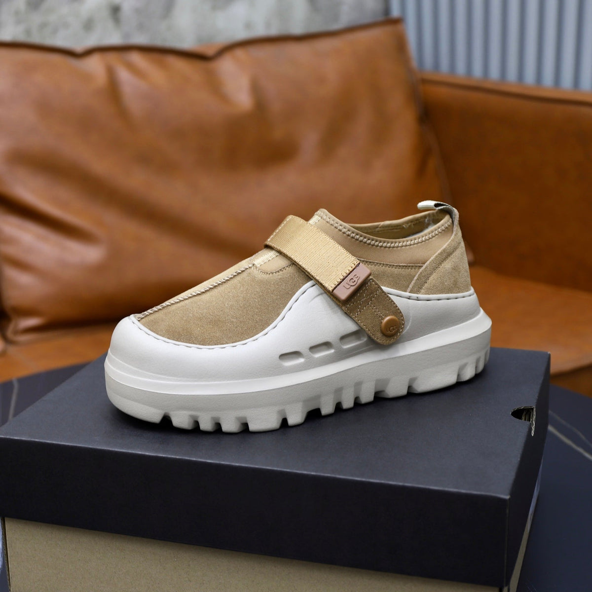 UGG Beige Strap Platform Casual Shoes