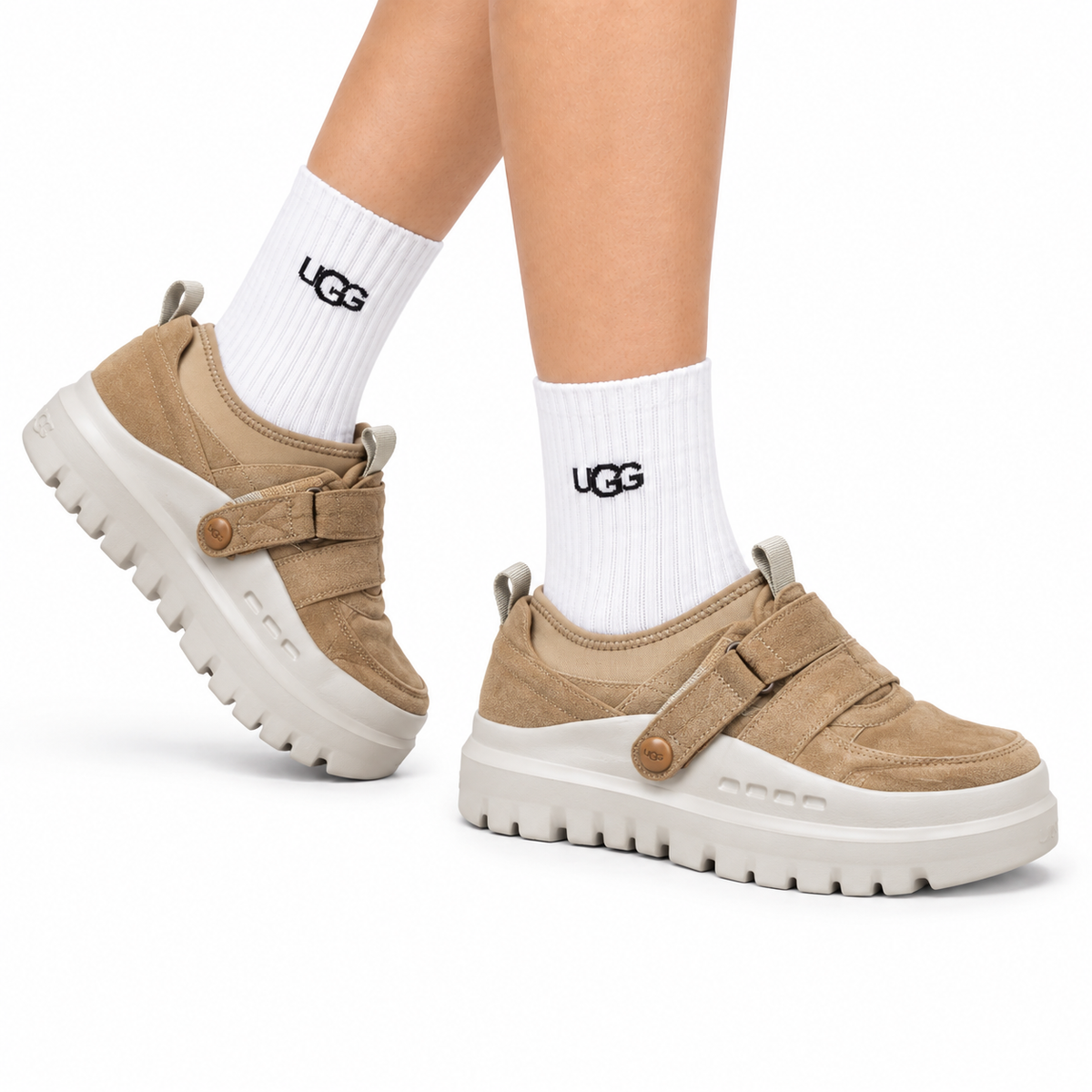 UGG Beige Strap Platform Casual Shoes