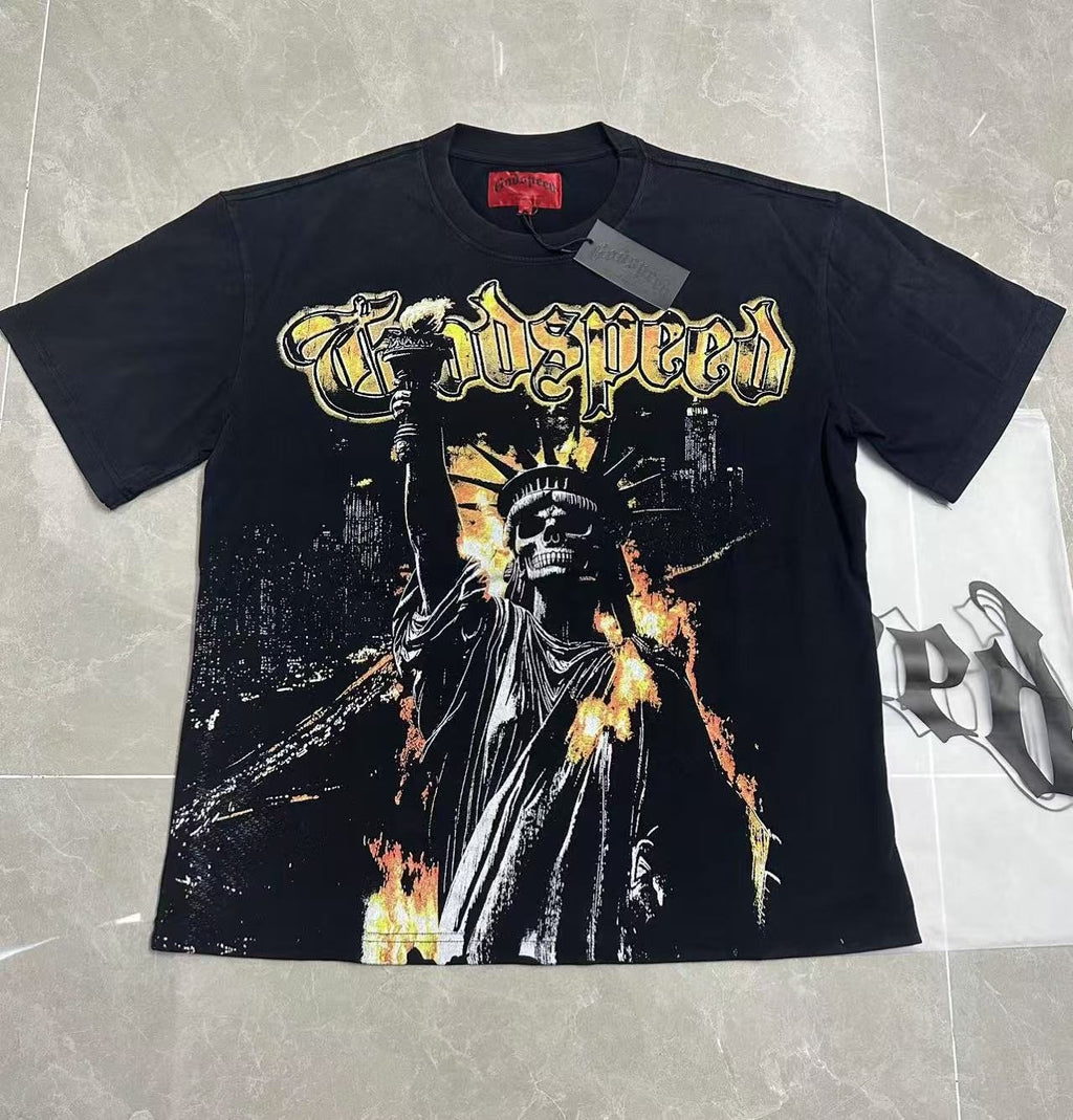 Godspeed Washed Black Statue Graphic T-Shirt