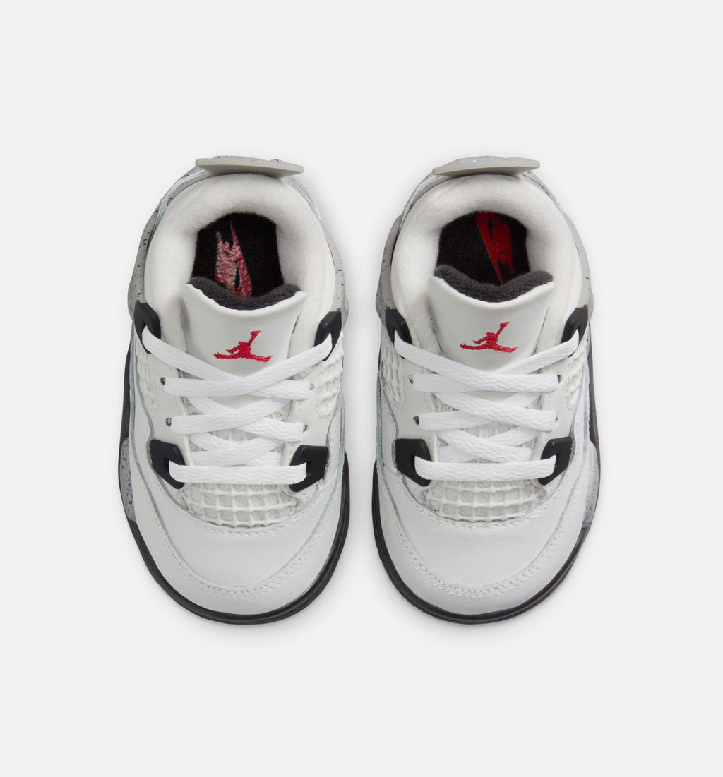 Air Jordan 4 Retro White Cement Infant Sneakers - Summit White/Fire Red/Cement Grey/Black