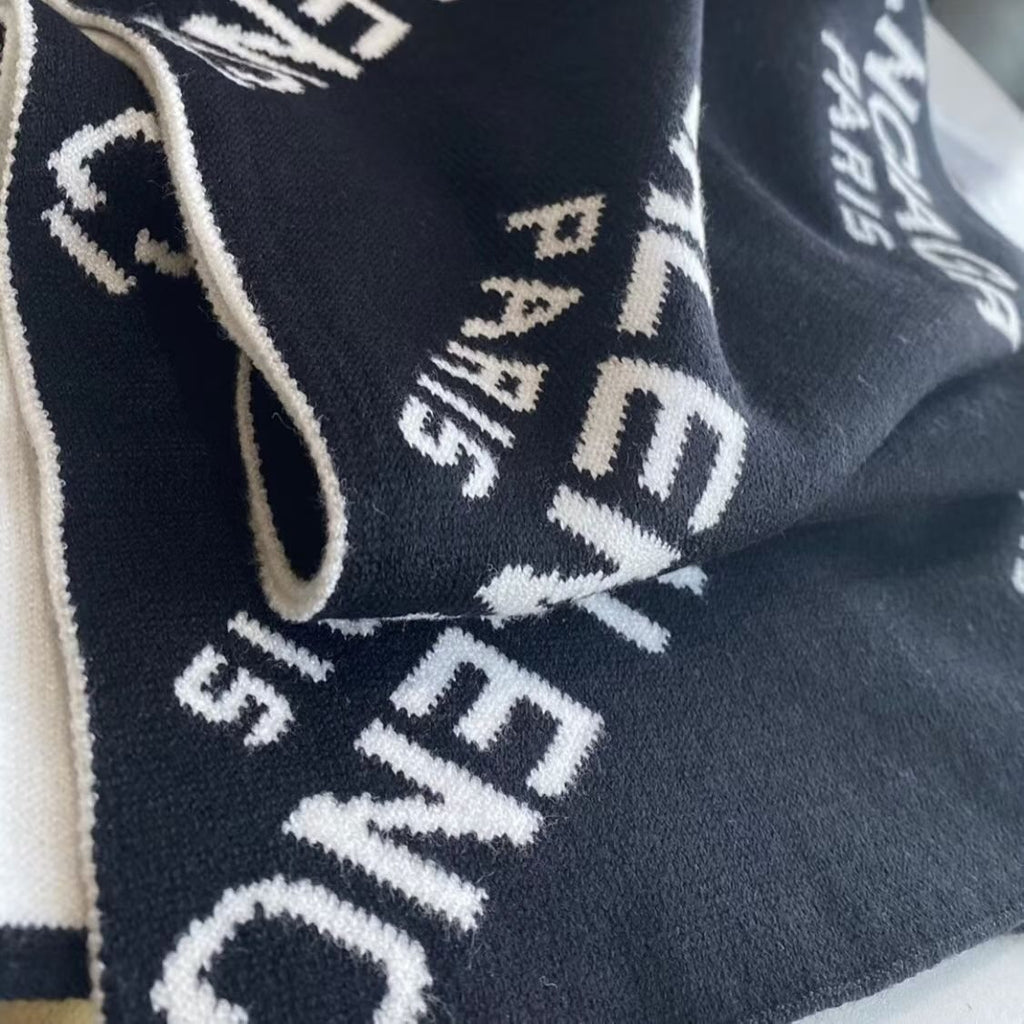 Balenciaga Black & White Knit Scarf