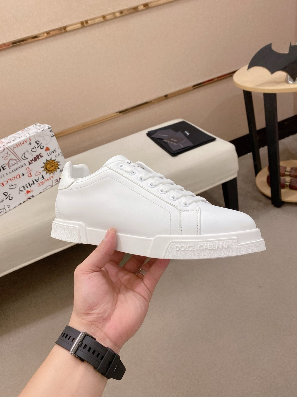 Dolce & Gabbana White Lace-Up Low-Top Sneakers