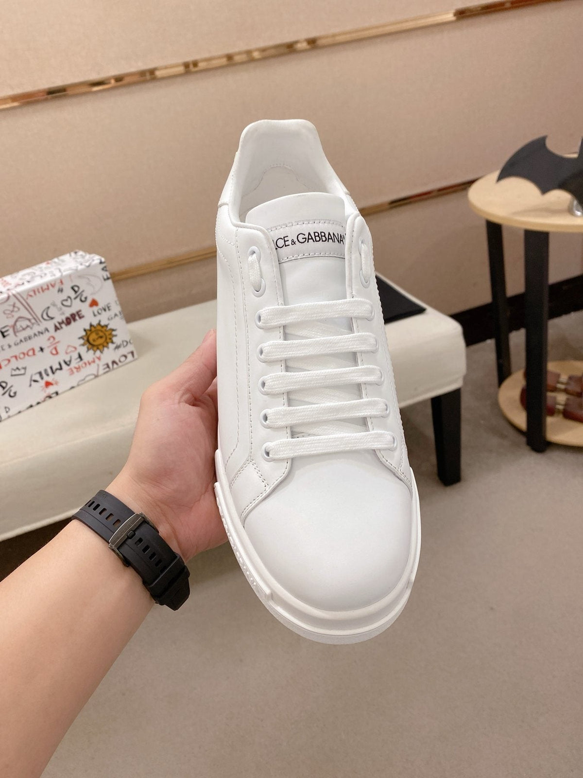 Dolce & Gabbana White Lace-Up Low-Top Sneakers