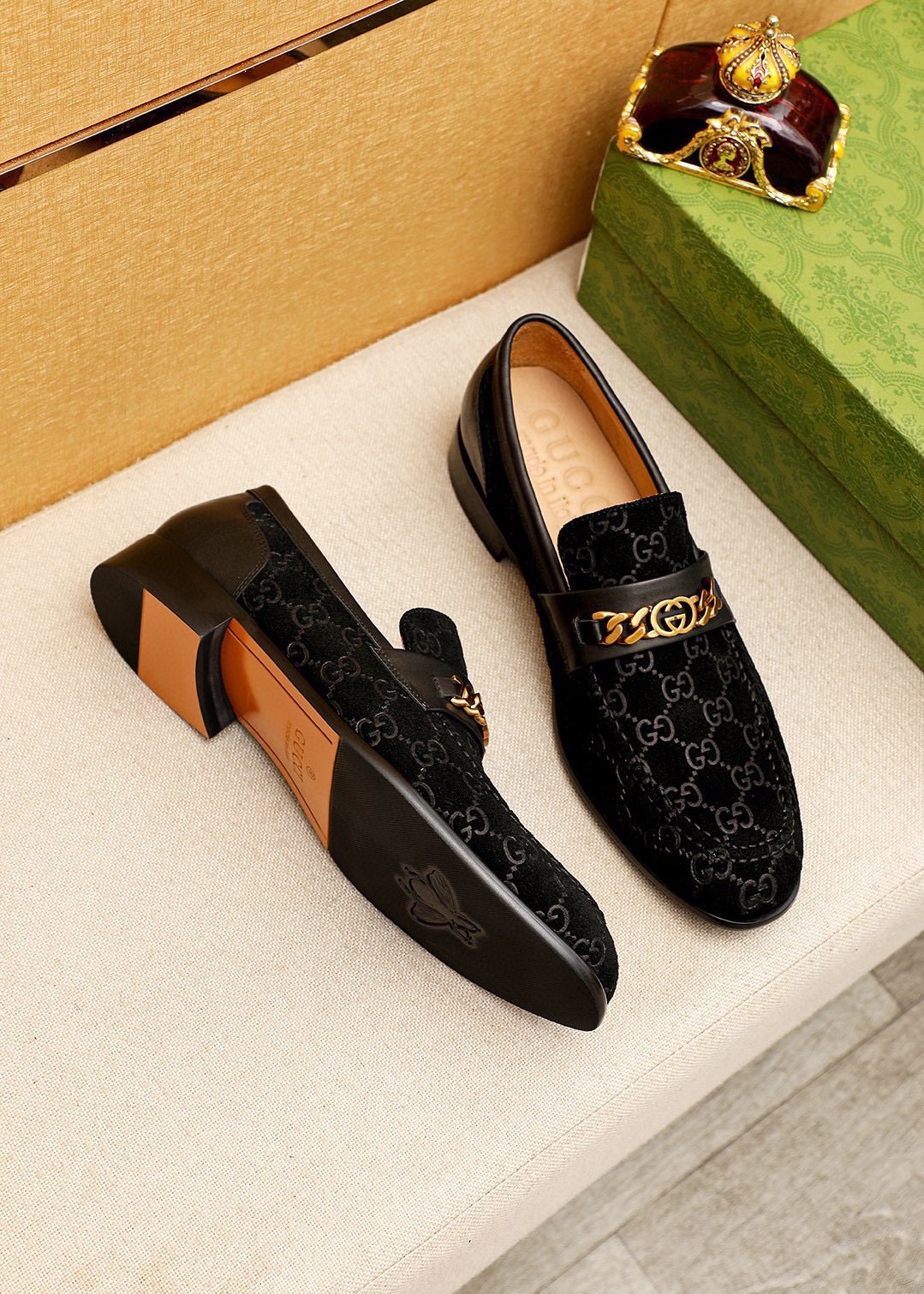 Gucci Black Patterned Loafers