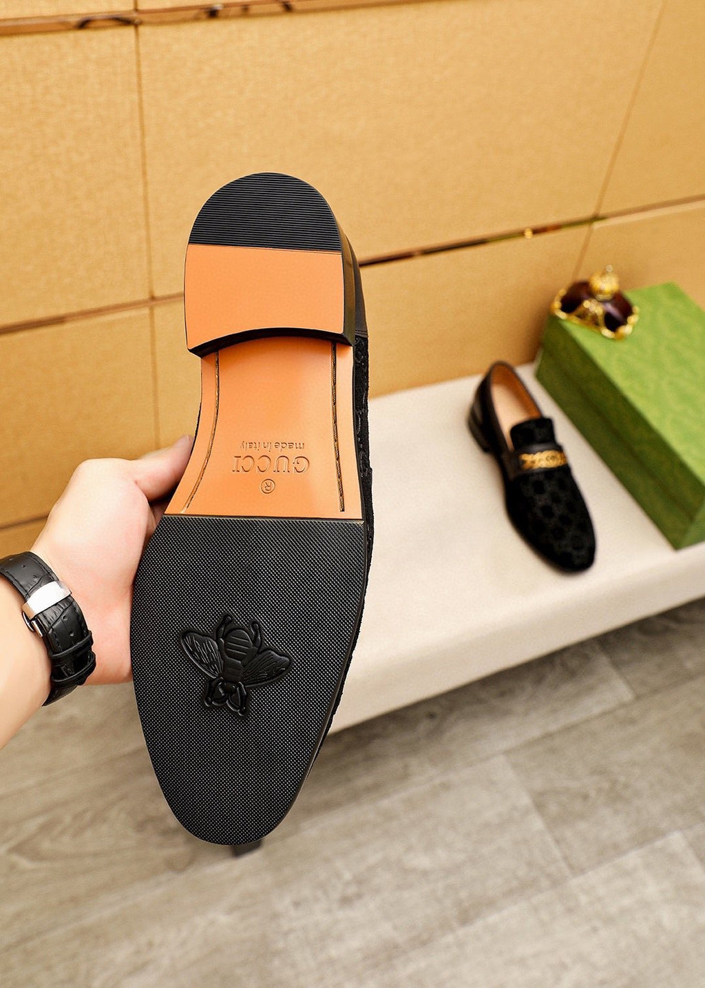 Gucci Black Patterned Loafers