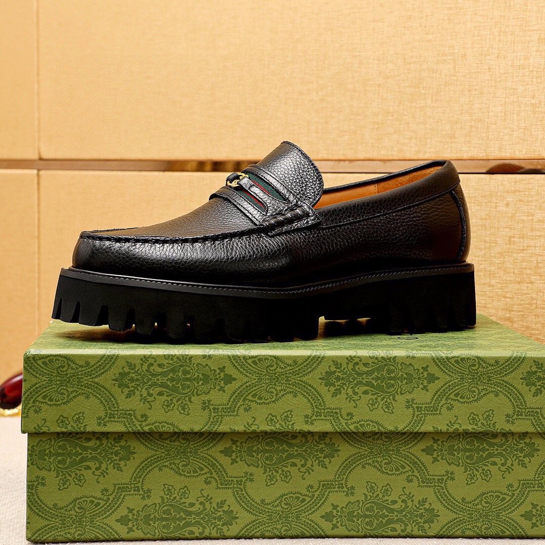 Gucci Black Lug-Sole Loafers