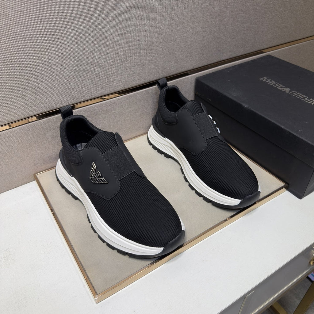 Armani Black Slip-On Sneakers
