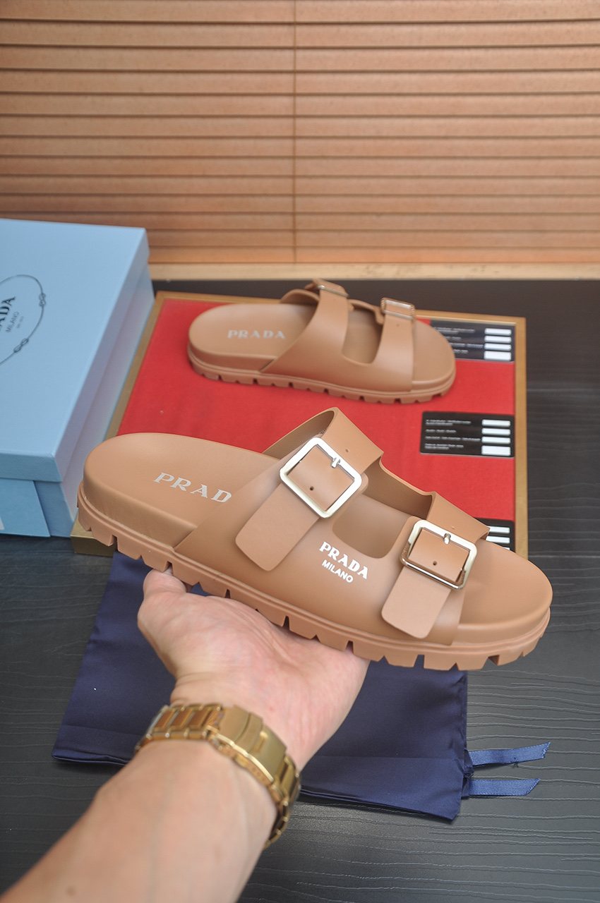 Prada Double-Buckle Slide Sandals