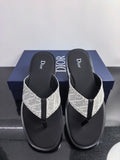 Dior Patterned Strap Thong Sandals - Black Footbed