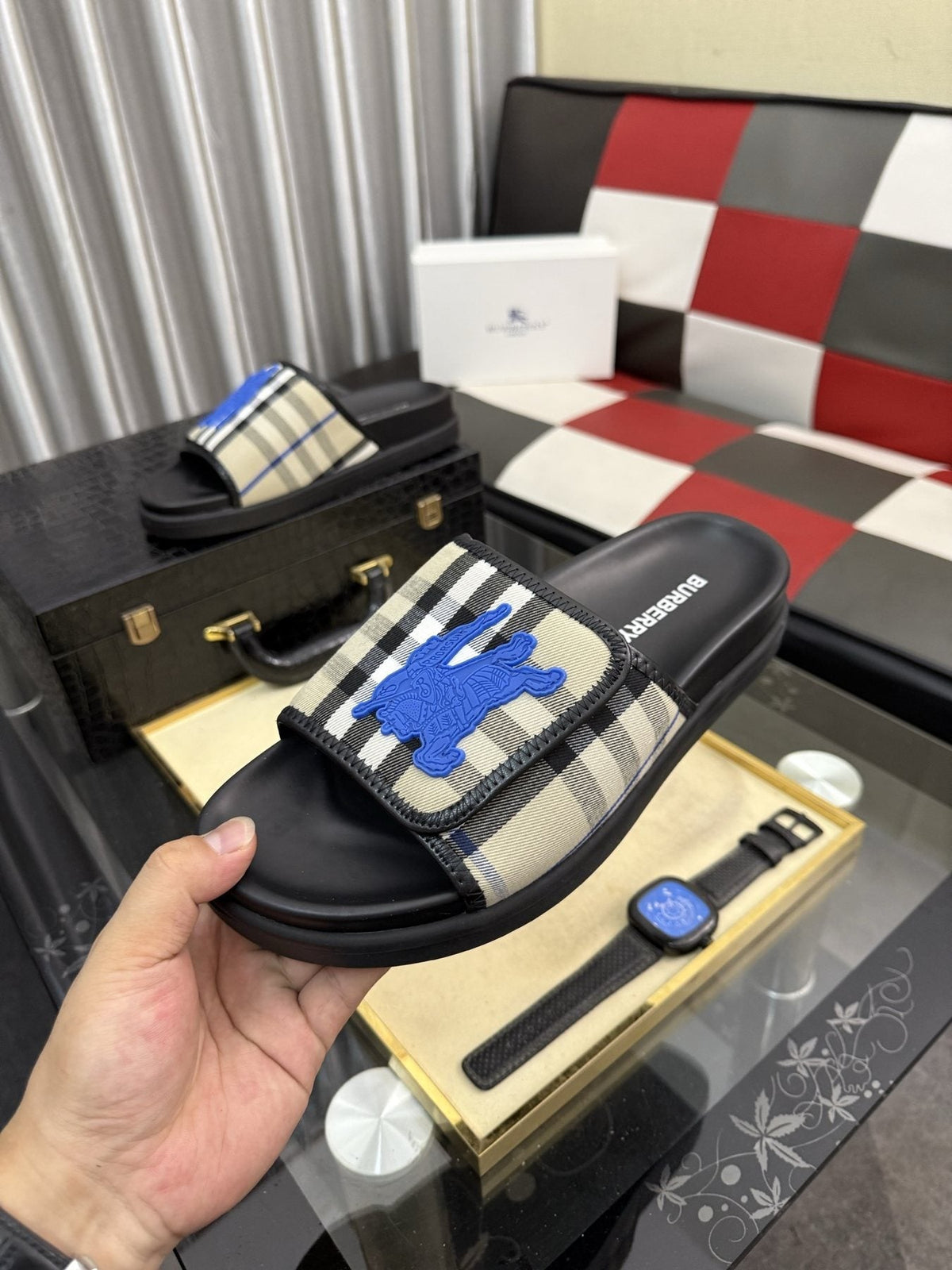 Burberry Check Slide Sandals