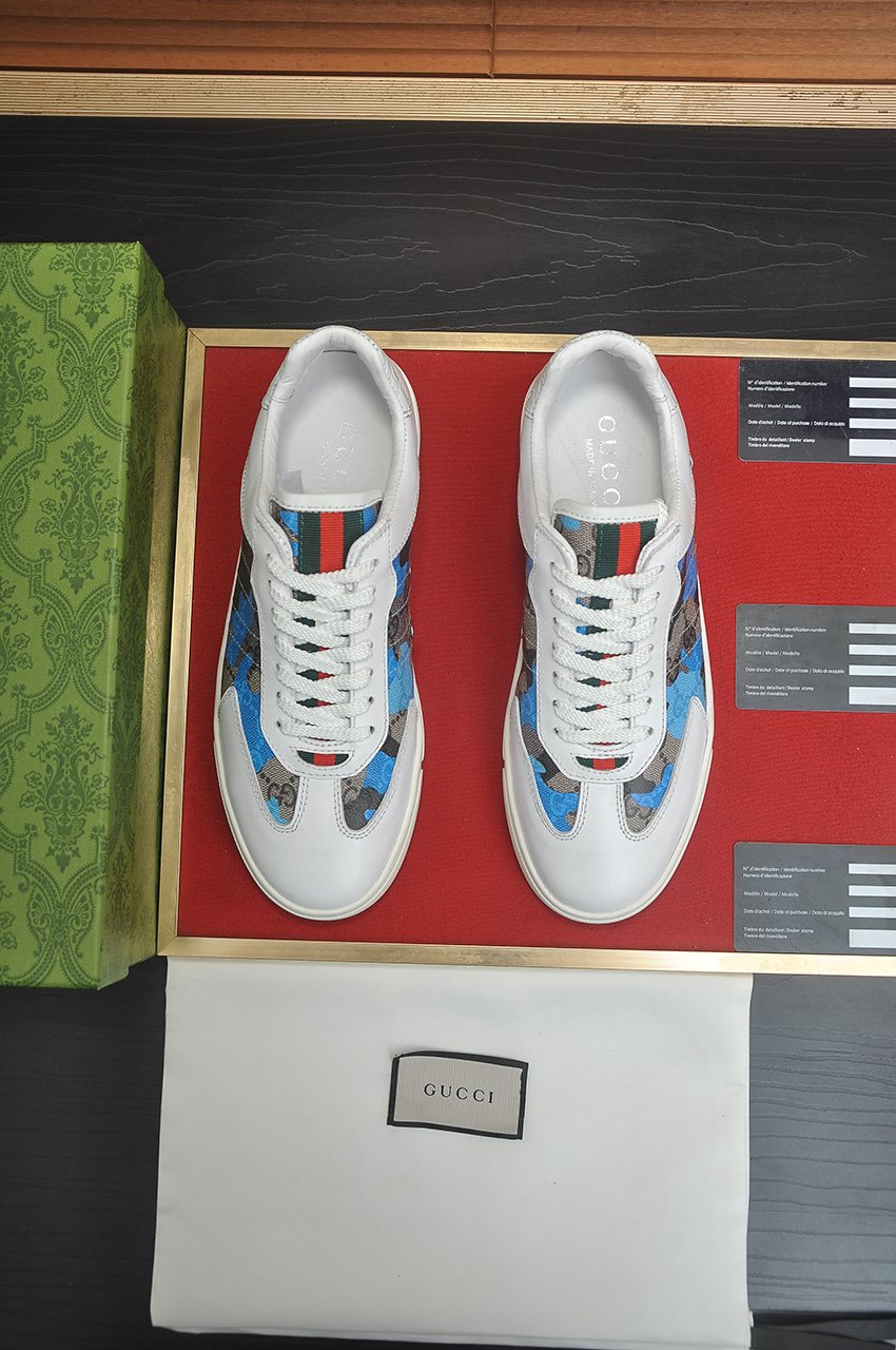 Gucci Men's Patterned Panel Low-Top Sneakers - Contrast Sole