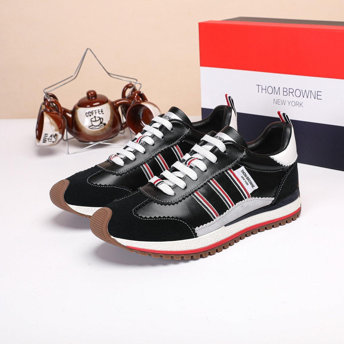 Thom Browne Low-Top Leather Sneakers